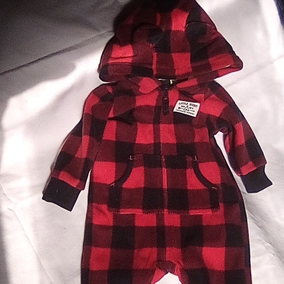 Carter's 3 mo baby boy Fleece Coverall - Picture 3 of 5